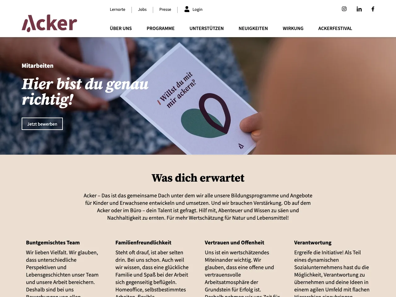 Karriereseite von Acker