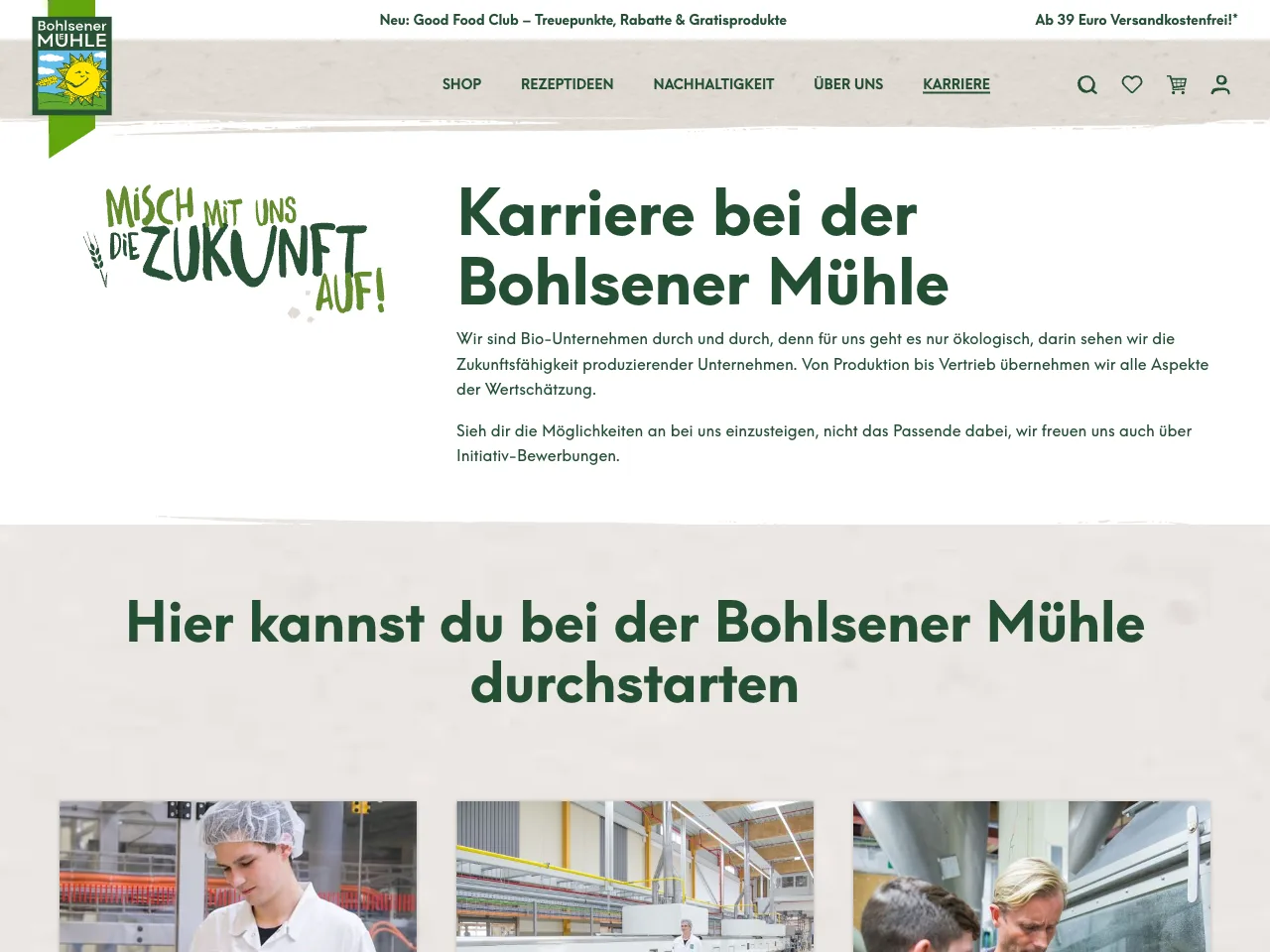 Karriereseite von Bohlsener Mühle