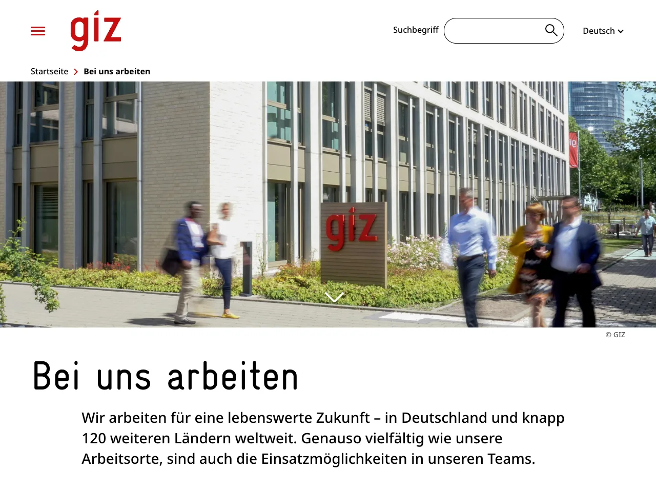 Karriereseite von GIZ