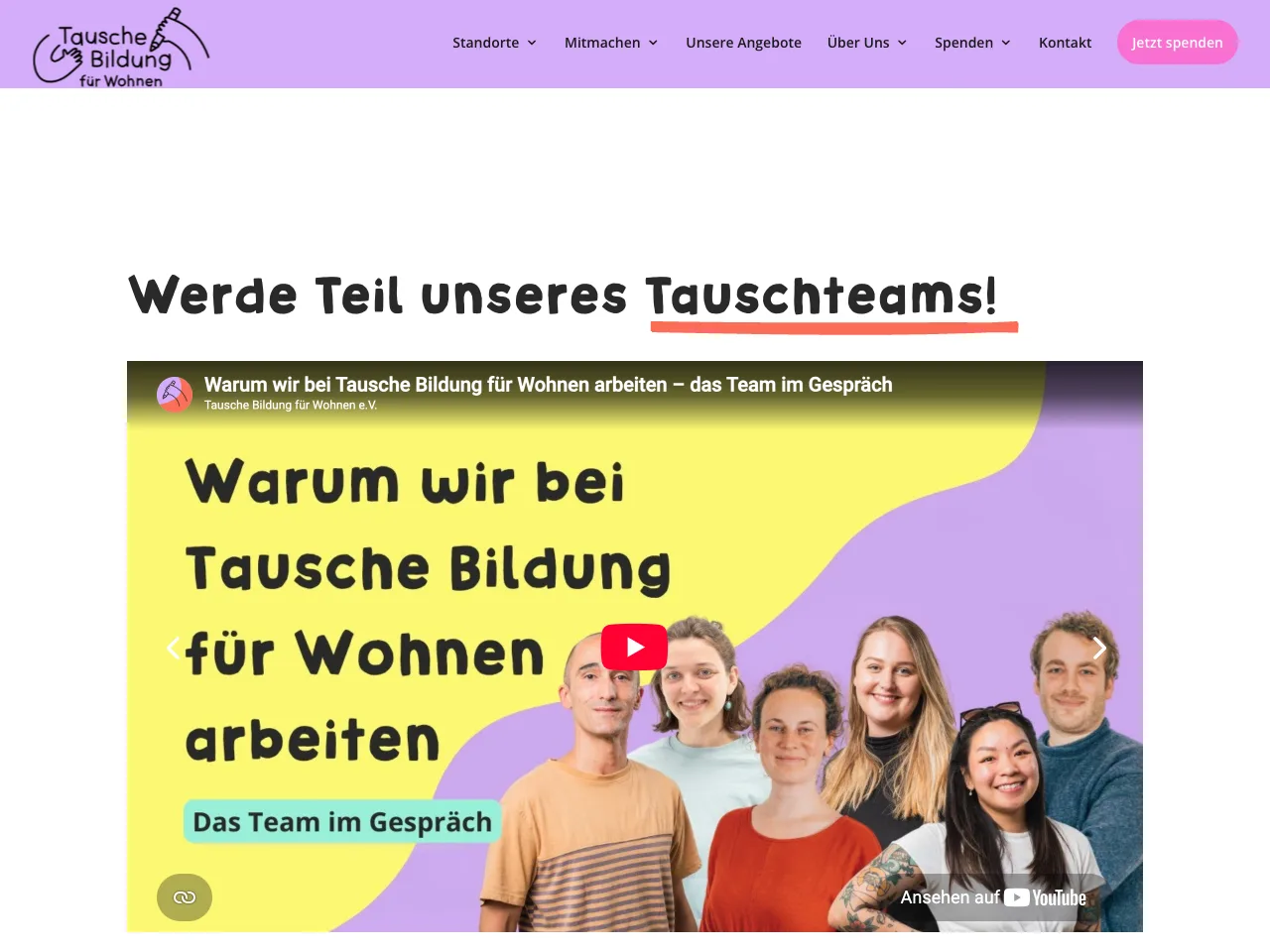 Karriereseite von Tausche Bildung für Wohnen