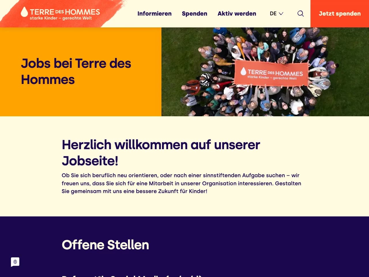 Karriereseite von Terre des Hommes