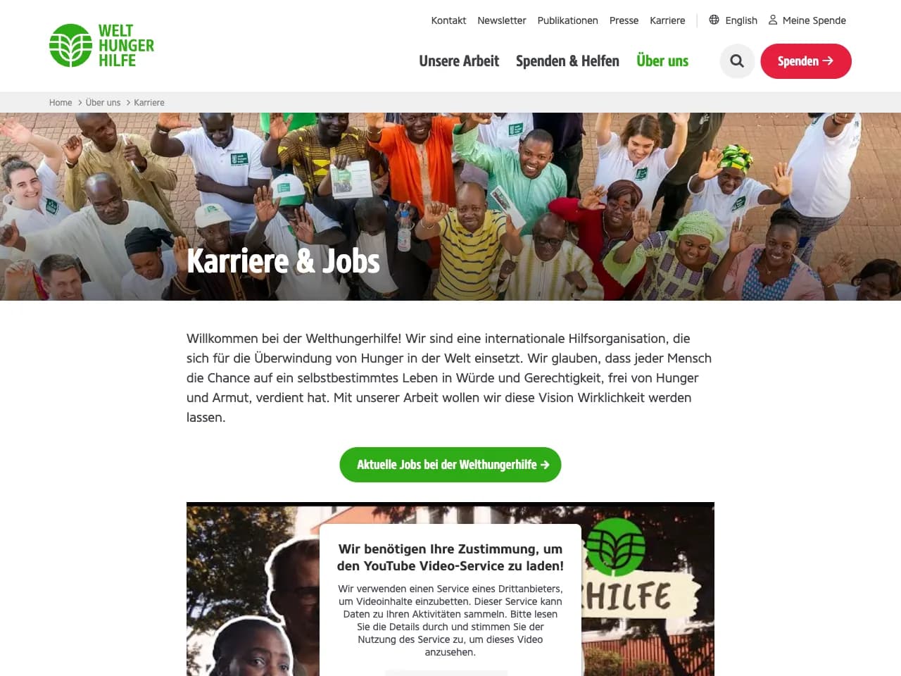 Karriereseite von Welthungerhilfe